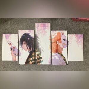 5-Panel Demon Slayer Anime Canvas Wall Art